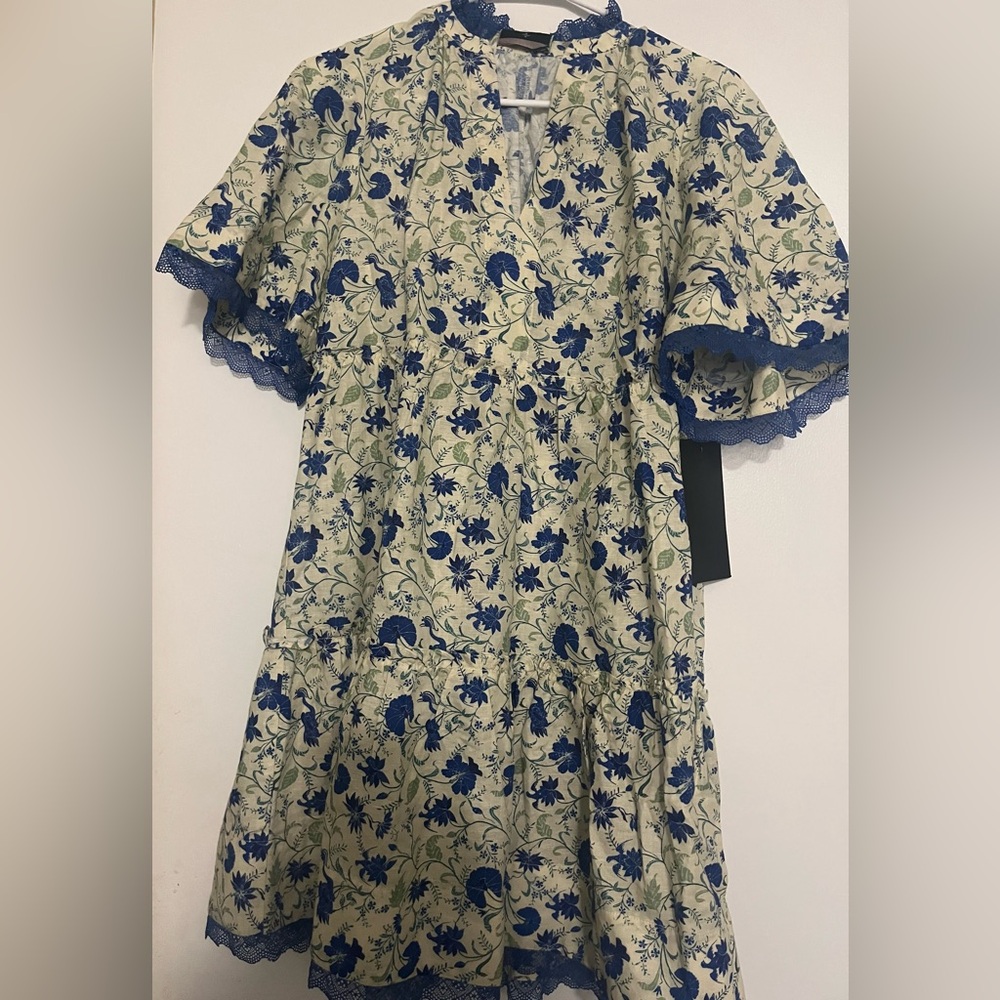 Tuckernuck Navy and Cream Floral Dress